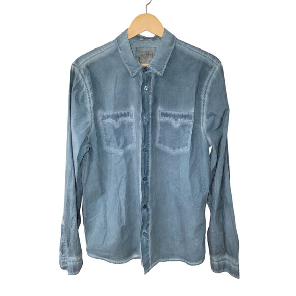 Guess Mens Light Blue Long Sleeve Button-Up Denim Shirt Size L - Picture 1 of 6